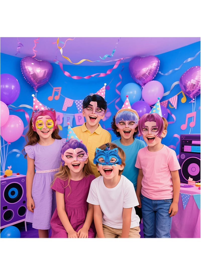 صائدو الشياطين في الكيبوب 12 قطعة من أقنعة الحفلات ذات طابع صائدي الشياطين من K-Pop، أقنعة الحفلات للتصوير، أقنعة نصف الوجه المضحكة لحفلات الرقص - Image 5
